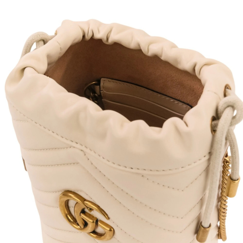 GUCCI Authentic White Leather GG Marmont Shoulder Bag - Picture 9 of 13
